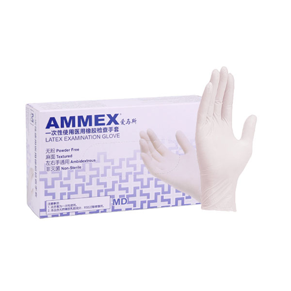 AMMEX.TLFCMD46100  	一次性使用医用橡胶检查手套  L大号   